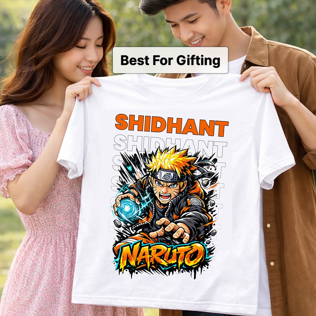 Personalized Anime Ninja Inspired Name T-Shirt for Men & Women – Custom Printed White Tee | Love Craft Gifts