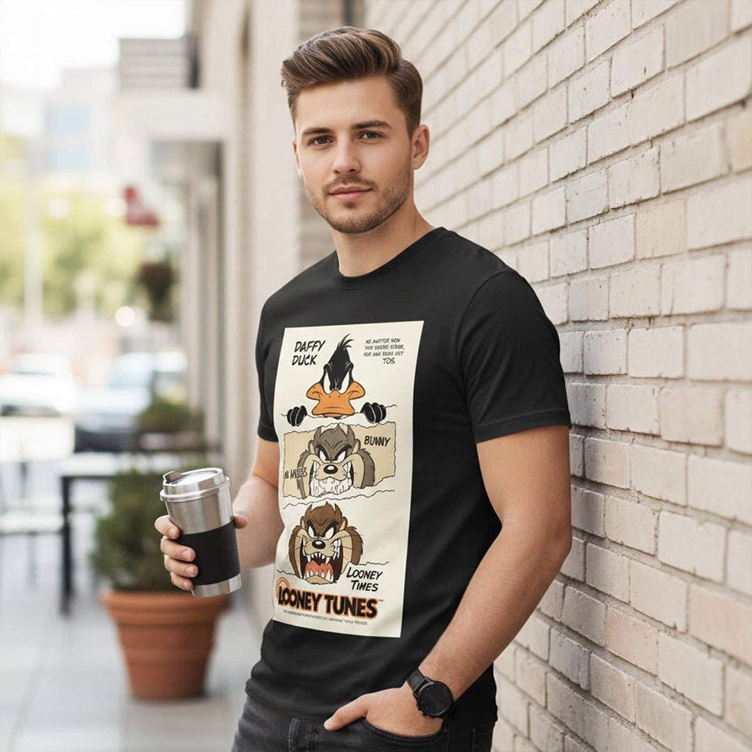Looney Tunes Graphic Print Black T-Shirt – Unisex Cartoon Style Tee | Love Craft Gifts