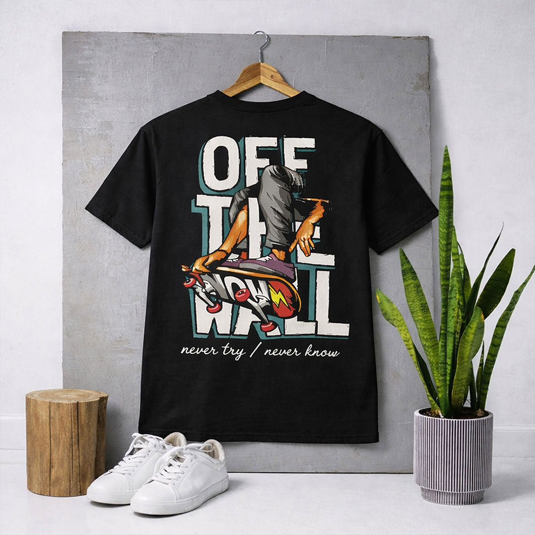 Off The Wall Skater Graphic Print Black T-Shirt – Unisex Casual Wear | Love Craft Gifts