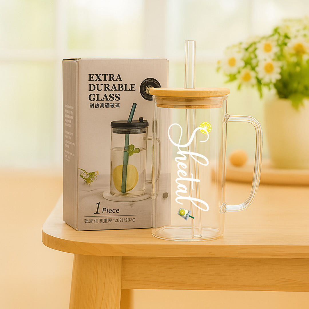 Glass Sipper Bottle with Straw