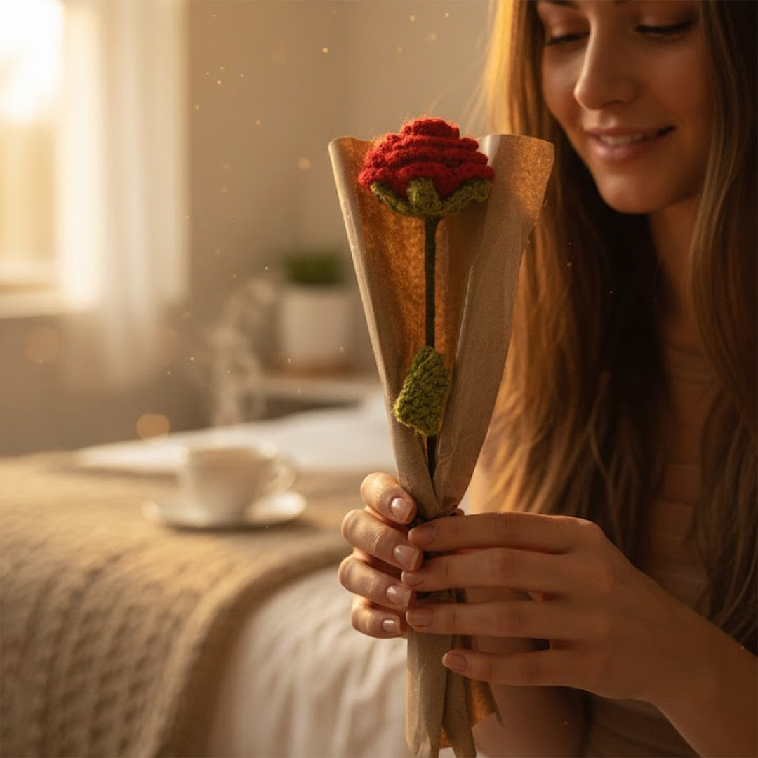 Red Rose Crochet Bouquet – Handmade Forever Flower Gift | Love Craft Gifts