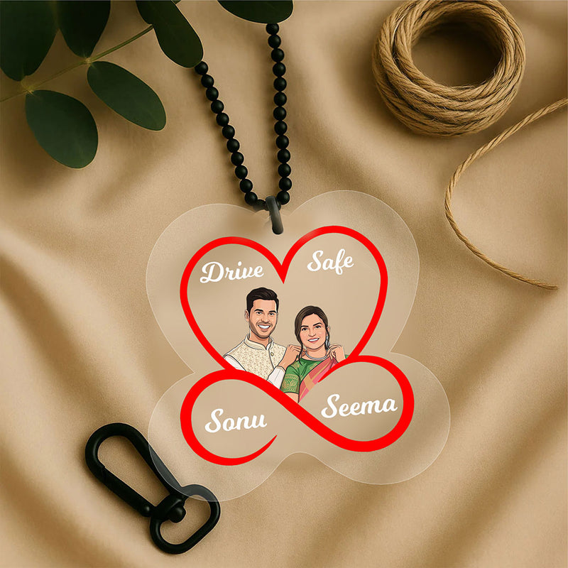 Personalized Drive Safe Couple Acrylic Car Hanger (3 Inch)