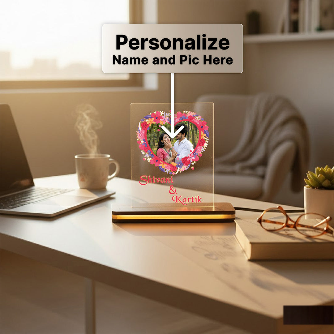 Personalized Acrylic Photo LED Lamp – Warm White (4×5”) | Love Craft Gifts