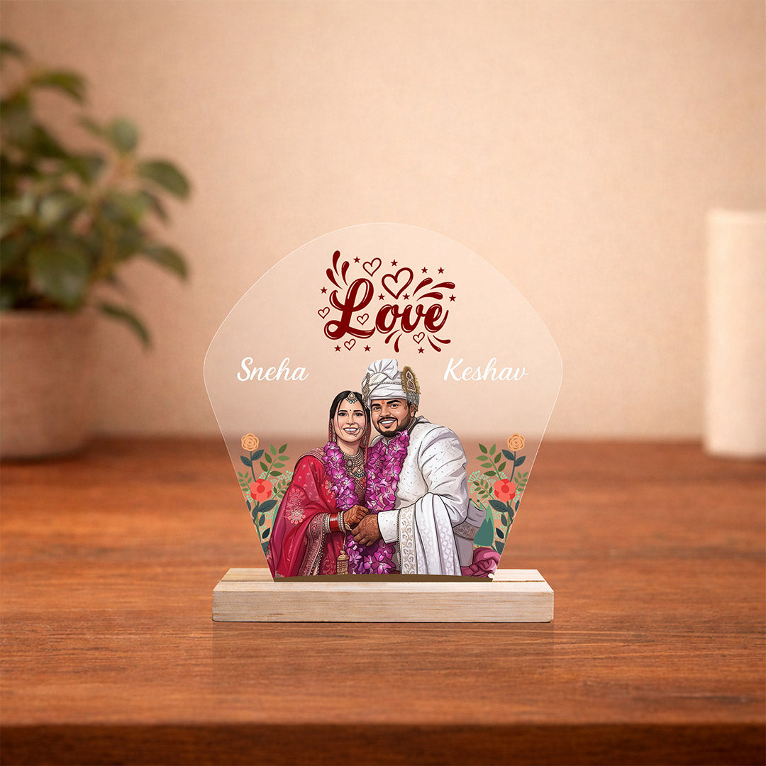 Wedding Special Personalized Acrylic LED Couple Frame (6x8 Inch) – Custom Photo Romantic Night Lamp | Love Craft Gifts