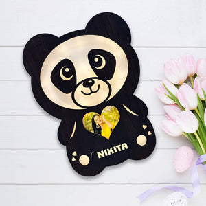 Glowing Panda Lamp with Photo & Name - Valentine Day