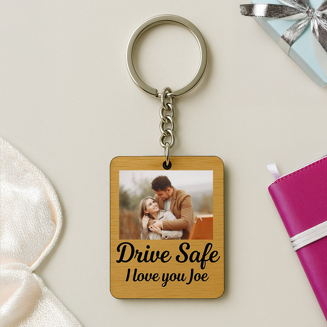 Drive Safe Personalized Wooden Keychain