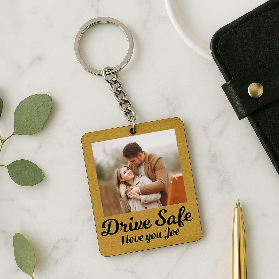 Drive Safe Personalized Wooden Keychain