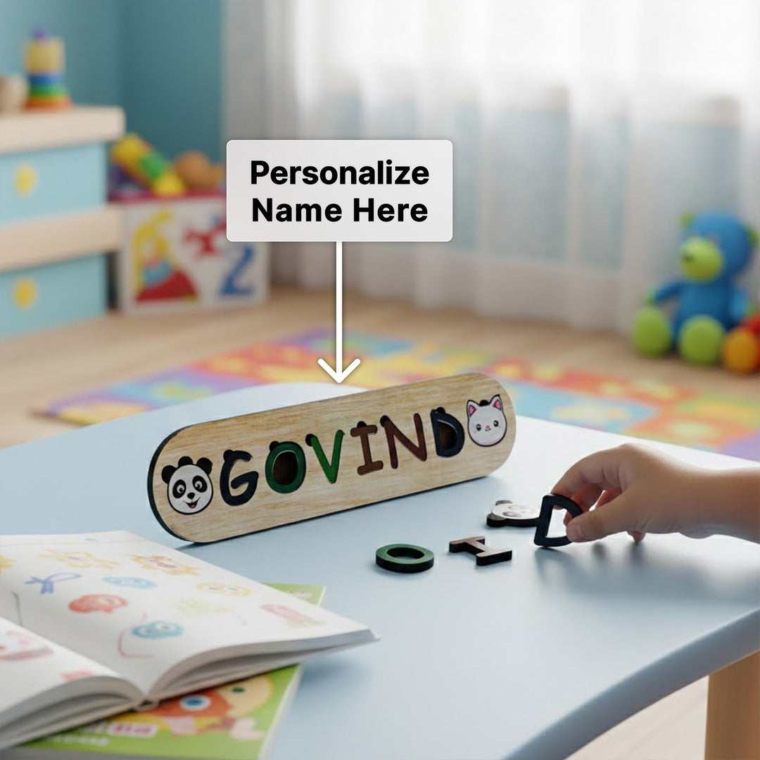 Personalized Wooden Name Puzzle for Kids | Custom Name Learning Toy | Love Craft Gifts