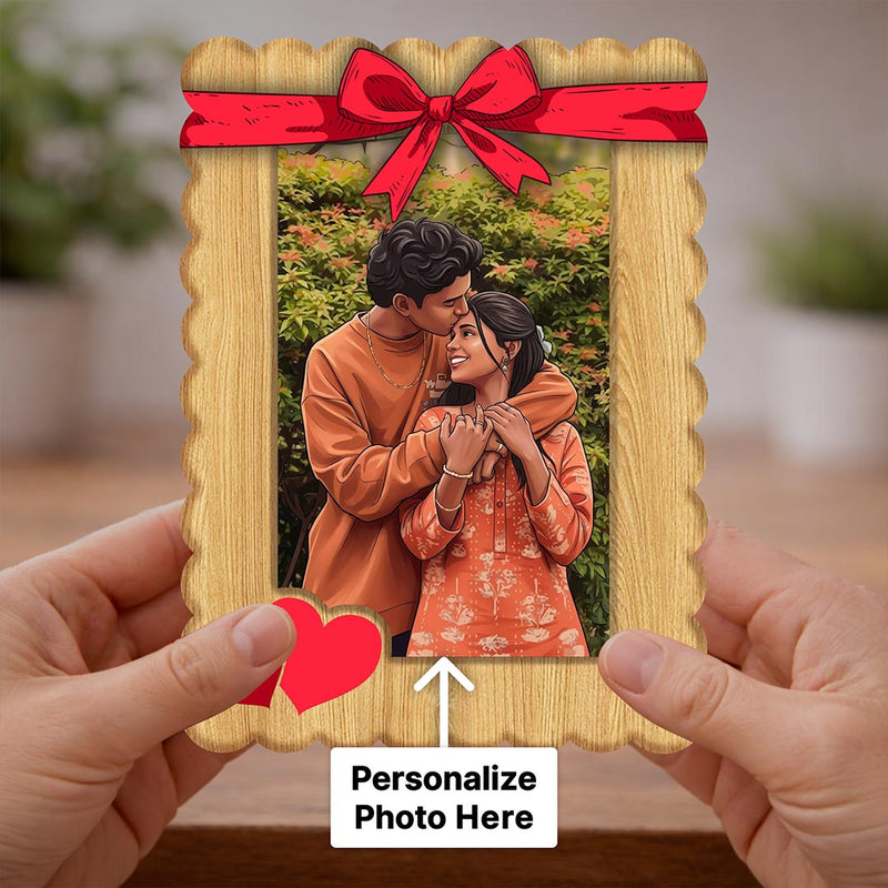 Personalized Couple Wooden Photo Frame Gift Romantic Love Desk Decor 5x7" | Love Craft Gifts