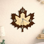 Elegant Maple Leaf Wooden Wall Clock (10x11 Inch) – Premium Decorative Home Clock Gift | Love Craft Gifts™