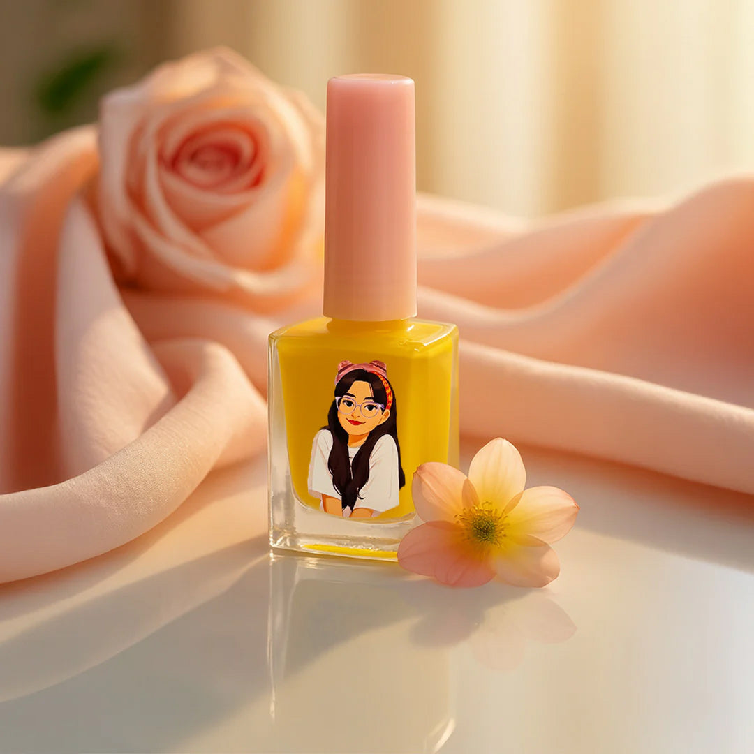 Custom Illustrated Nail Polish Bottle-Yellow