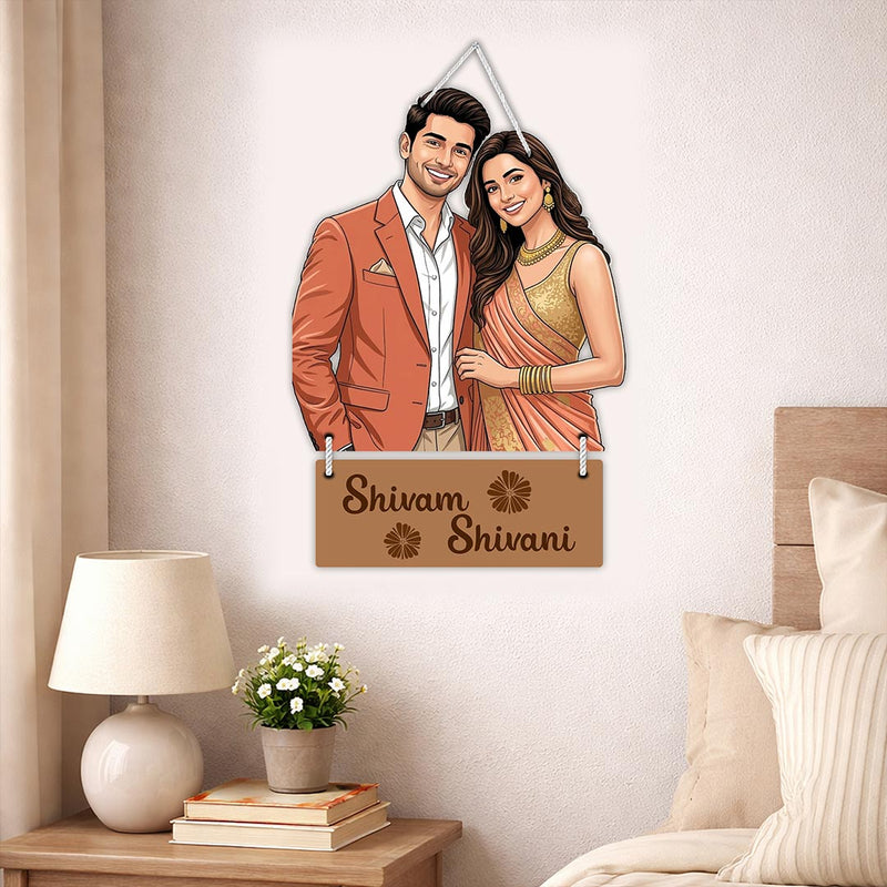 Personalized Couple Cutout Wall Hanger-11x16"