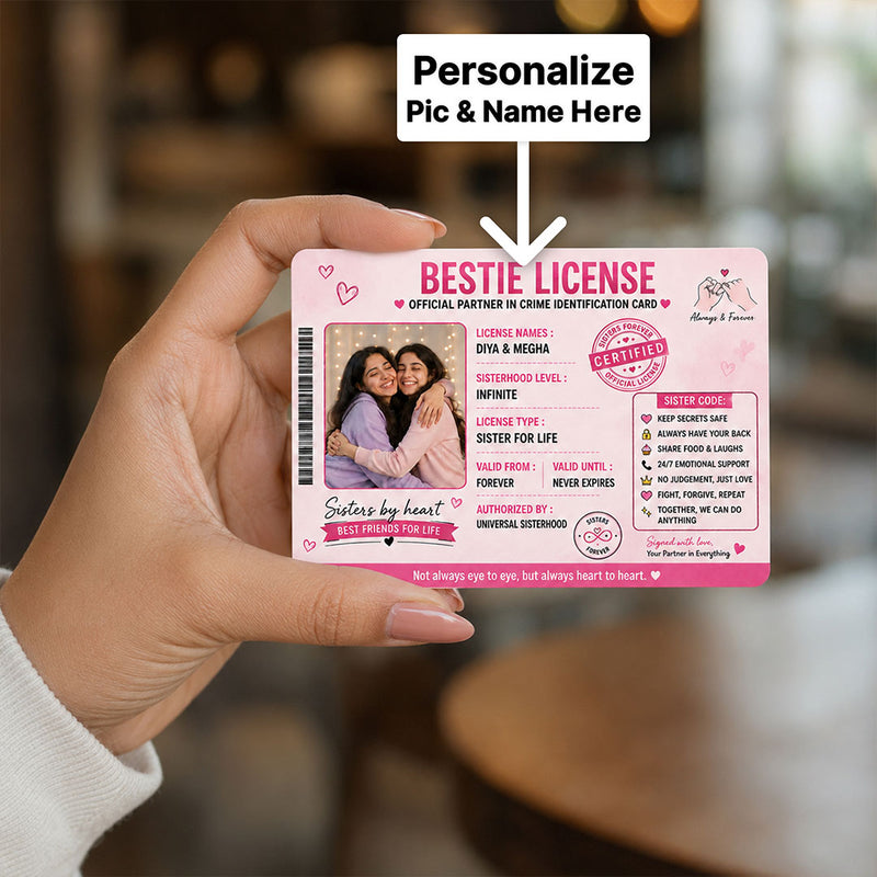 Personalized Bestie License Card | Friendship Gift for Besties | Love Craft Gifts™