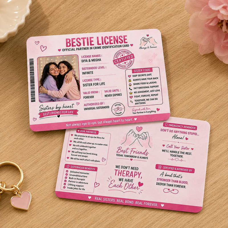 Personalized Bestie License Card | Friendship Gift for Besties | Love Craft Gifts™