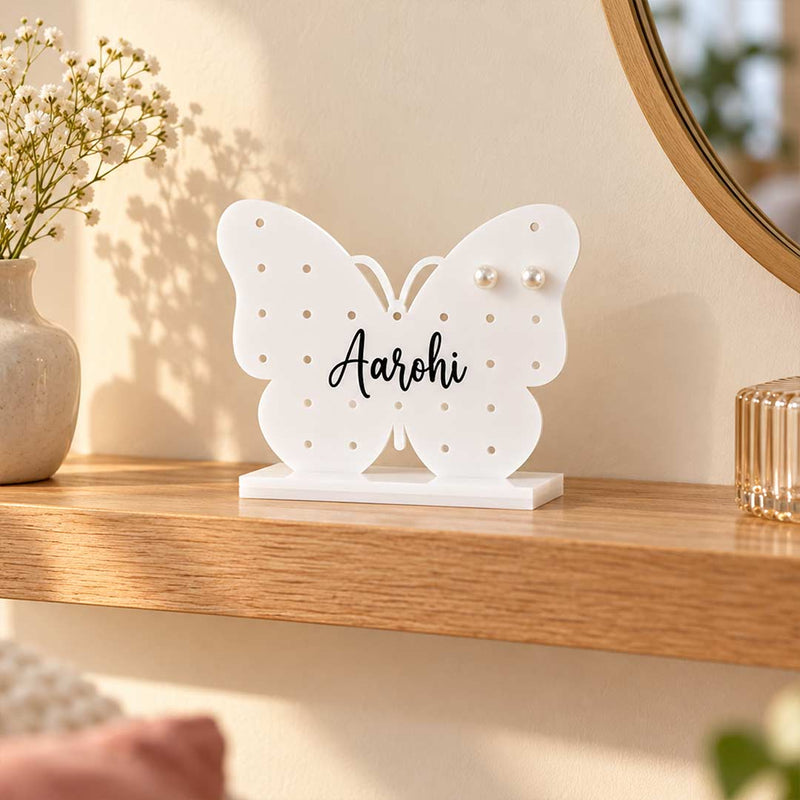Personalized Butterfly Earring Holder Stand 6x7" | Dressing Table Gift for Girls, Women & Jewellery Lovers | Love Craft Gifts™