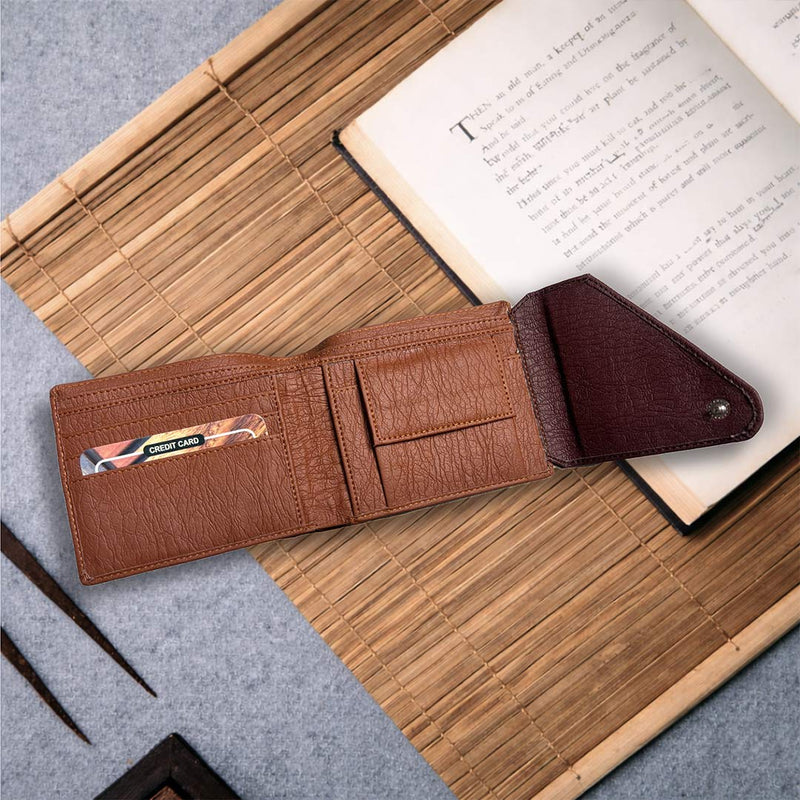 Personalized Men’s Brown & Dark Maroon Bi-Fold Wallet for Boys, Husband & Boyfriend