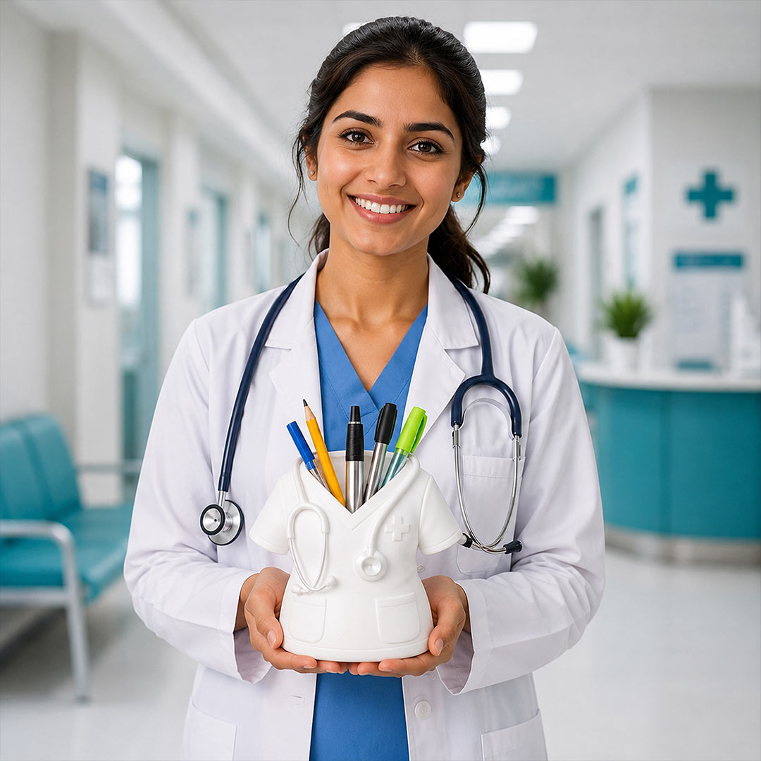 Premium Doctor White Coat Pen Stand|  Personalized Medical Desk Organizer Gift
