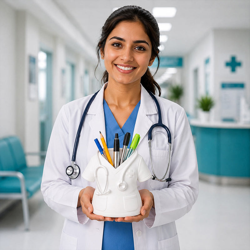 Premium Doctor White Coat Pen Stand|  Personalized Medical Desk Organizer Gift