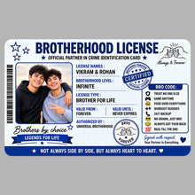 Personalized Brotherhood License Photo Card | Brother for Life Keepsake Gift | Love Craft Gifts™