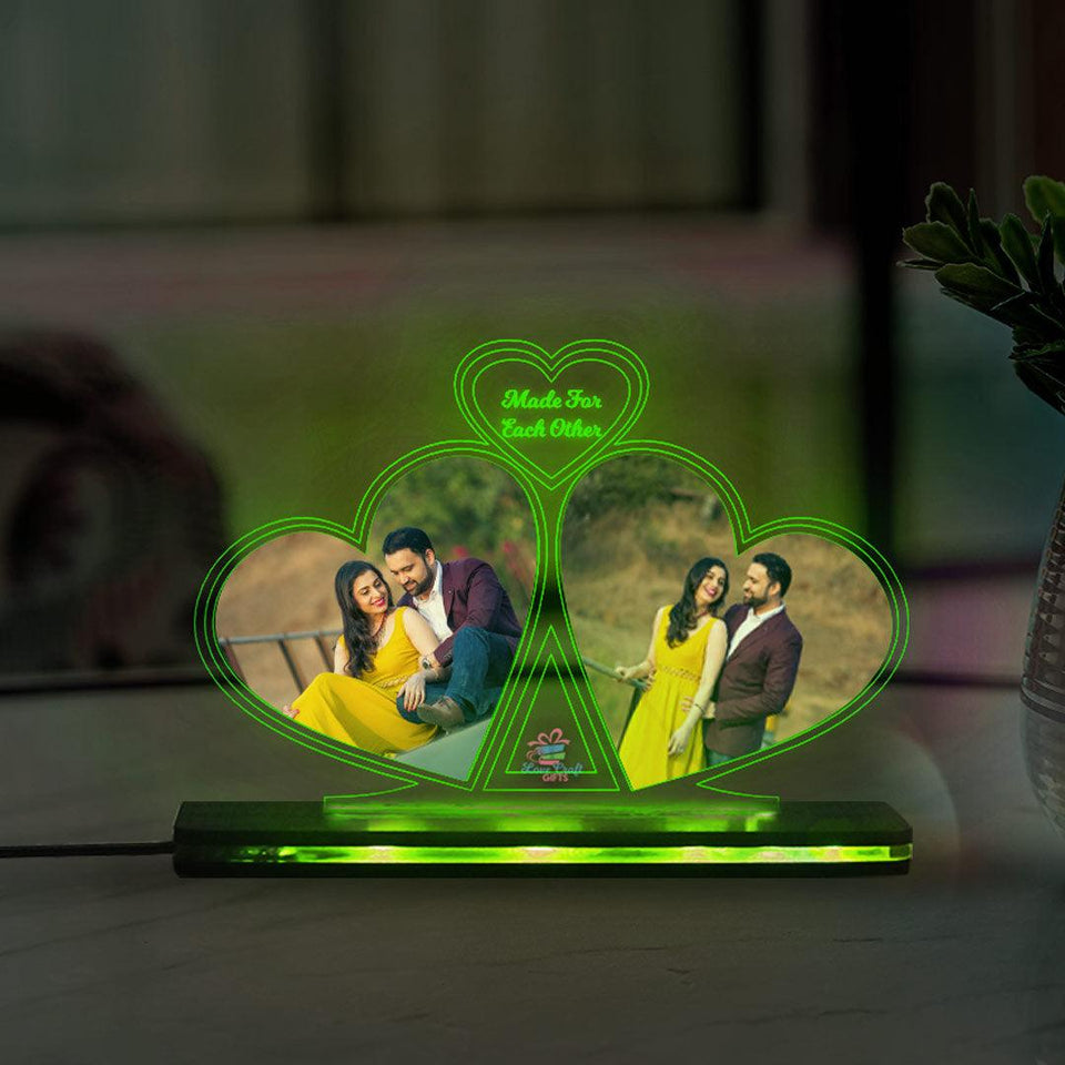 3D Acrylic Heart Multi-Led Table Lamp