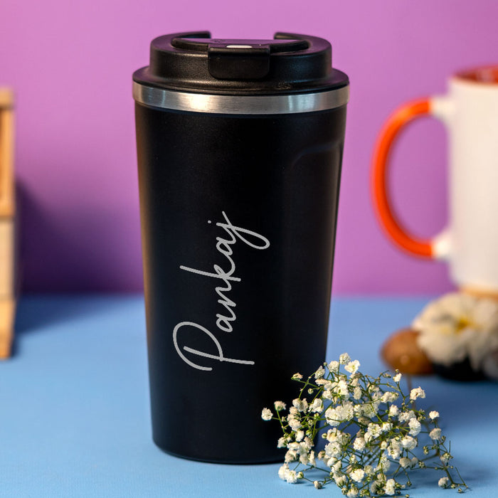 Black Stainless Steel Coffee Mug Or Water Bottle| Love Craft Gifts