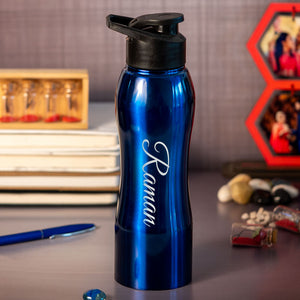 Personalized Blue Stainless Steel Sipper Water Bottle