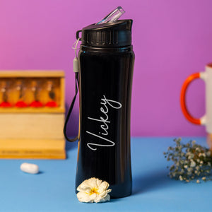 Customized Black Stainless Sipper Water Bottle