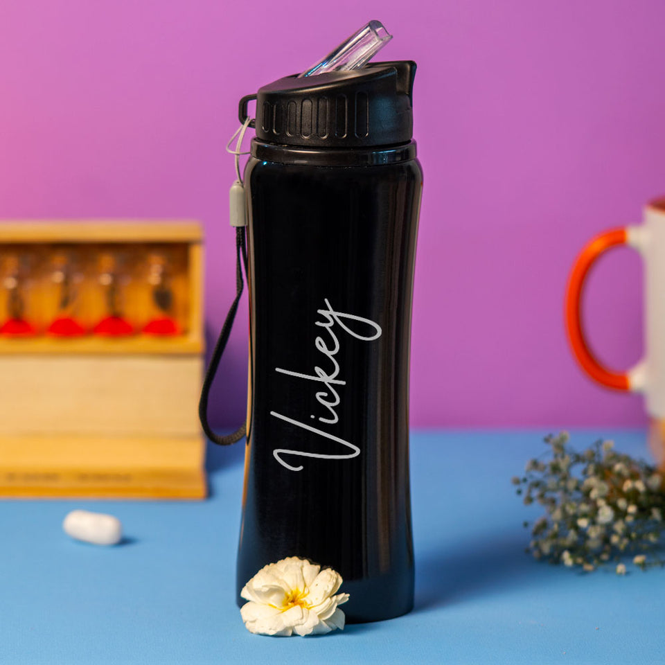 Customized Black Stainless Sipper Water Bottle