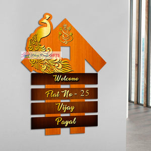 Special Peacock Design Wooden Home Name Plates | love craft gift