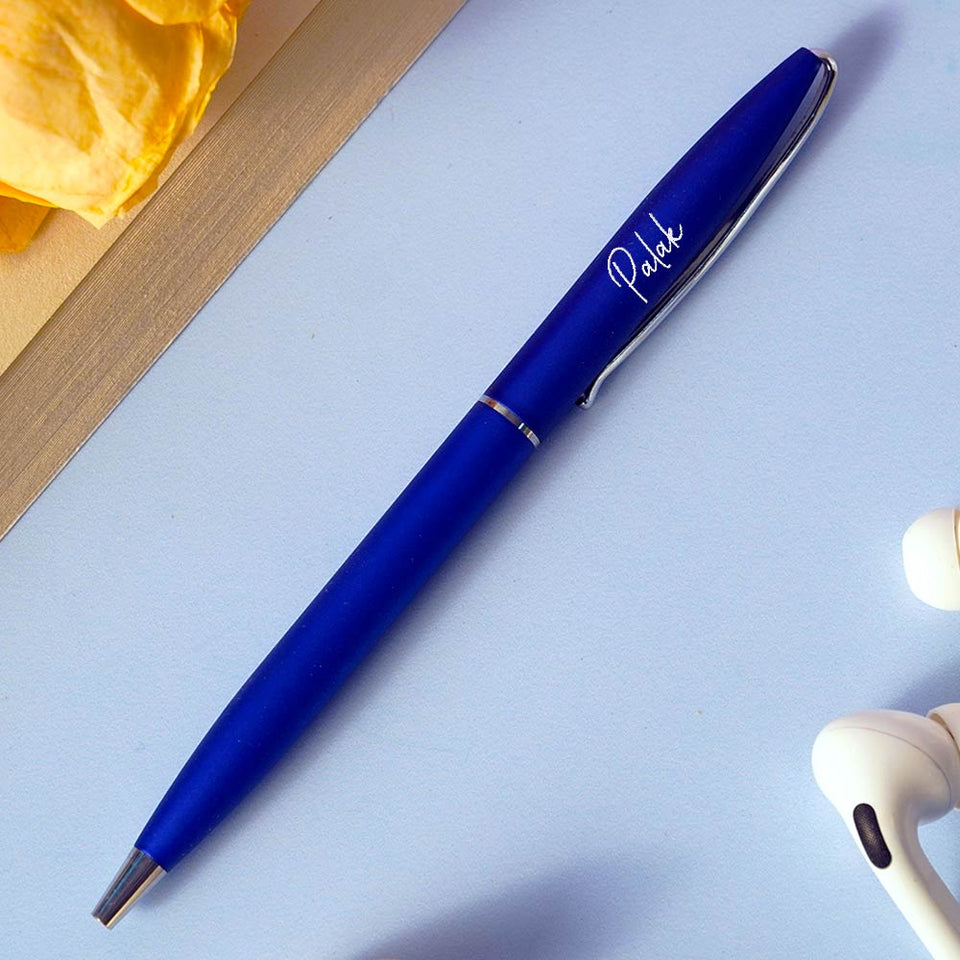 Personalized Blue Metallic Finish Ball Pen