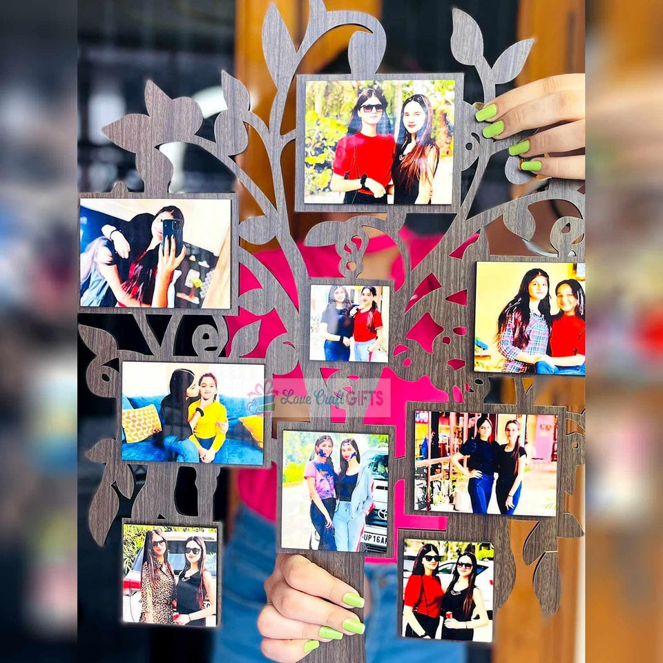 Personalized Wooden Photo Family Tree - love craft gift