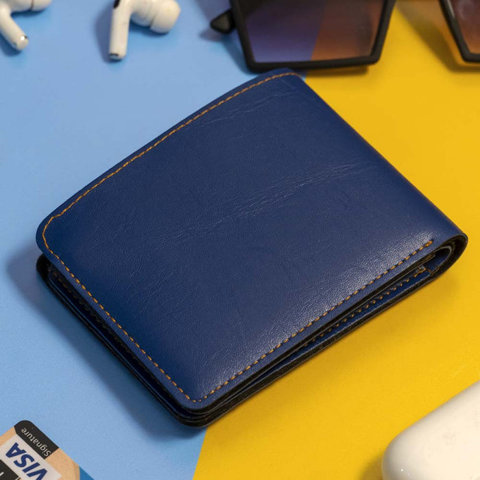 Premium Color Leather Wallet - Blue