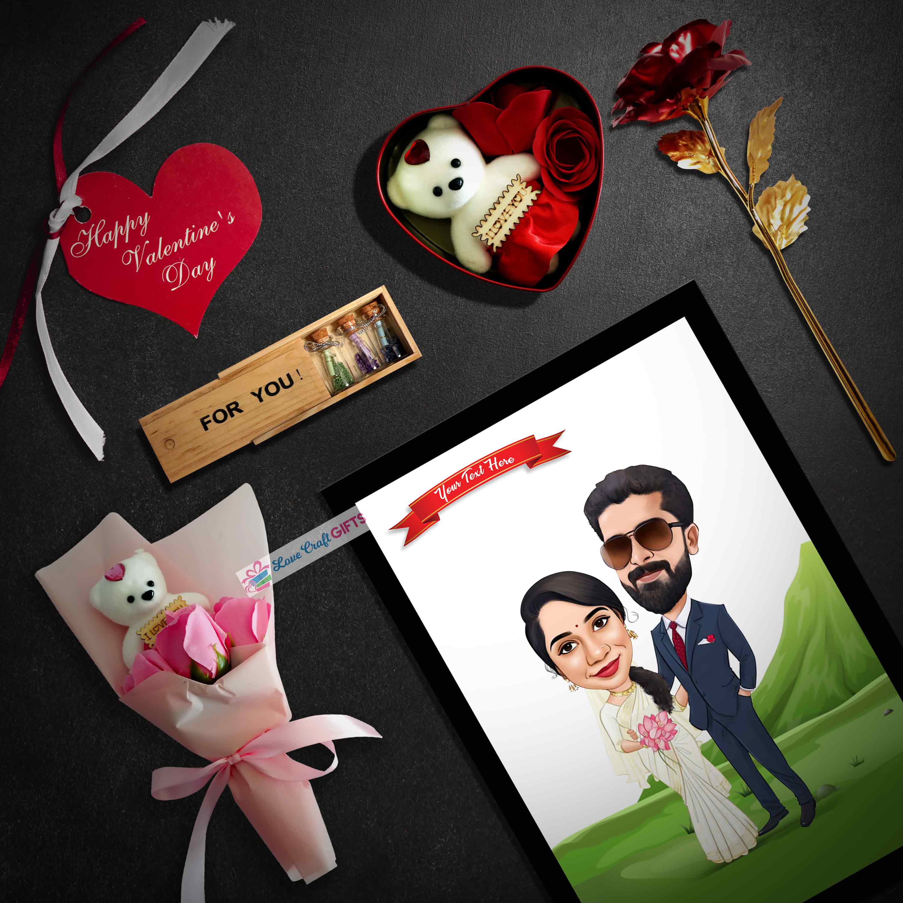 VALENTINE SPECIAL COMBO WITH CARICATURE FRAME | love craft gift