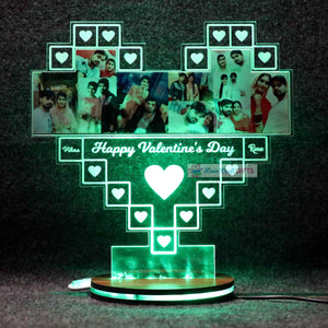 3D Acrylic Heart Valentine Multi-Led Table Lamp