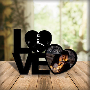 Love Wooden Photo Table Clock