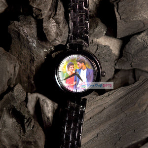 Customized Black Colour Wrist Watch Combo