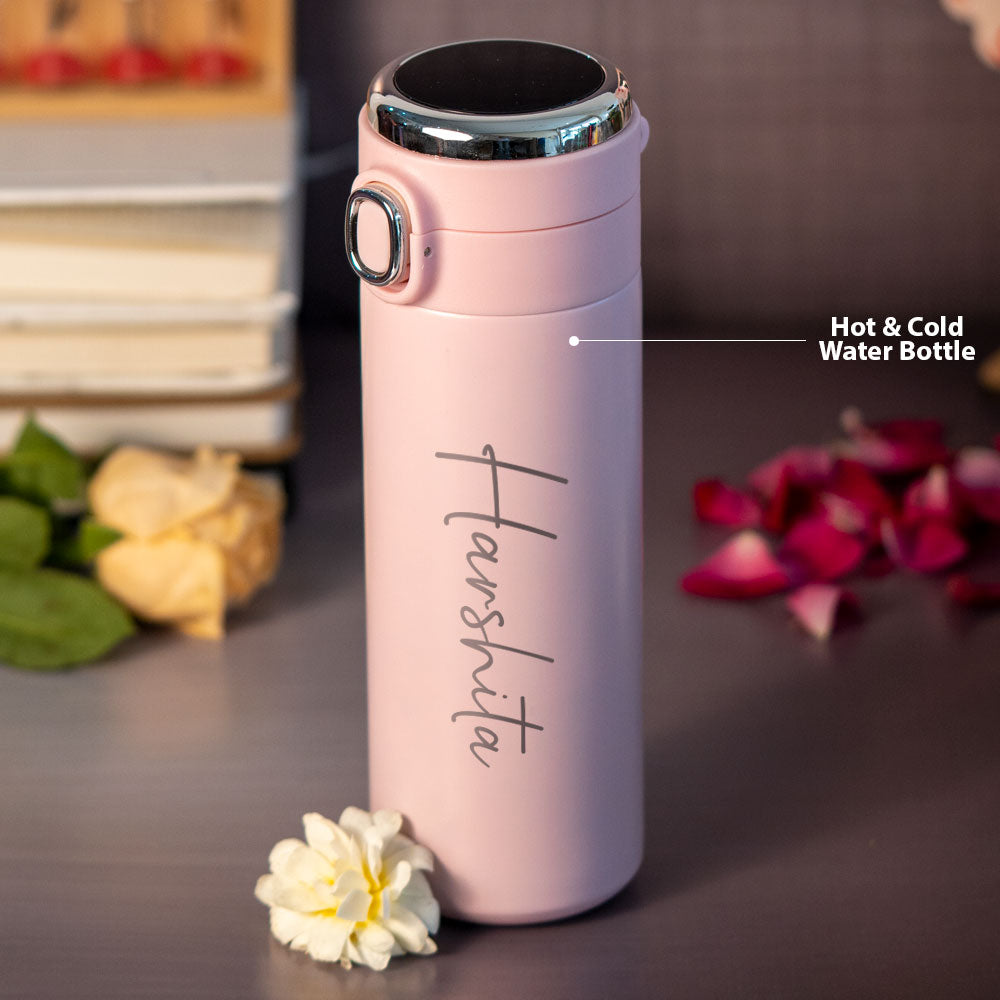 Customized Cream Smart Temperature Water Bottle - love craft gift