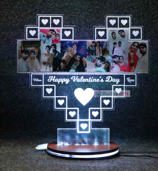 3D Acrylic Heart Valentine Multi-Led Table Lamp