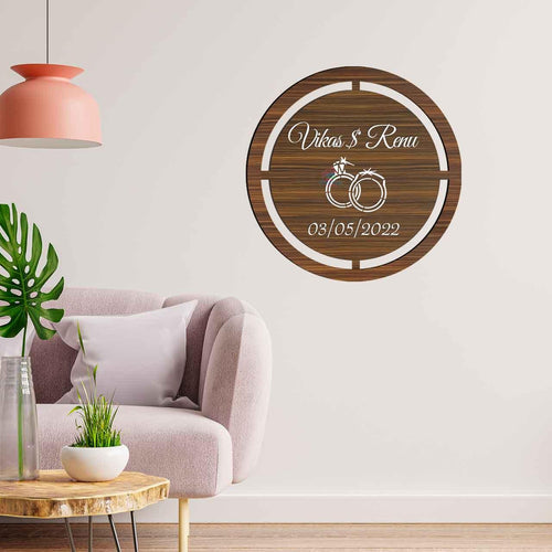 CUSTOMIZED WOODEN NAME IN CIRCLE WALL HANGER - love craft gift