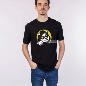 Men's Black Cool Panda Printed T-Shirt
