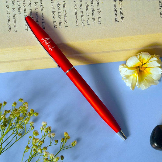 Personalized Red Metallic Ball Pen