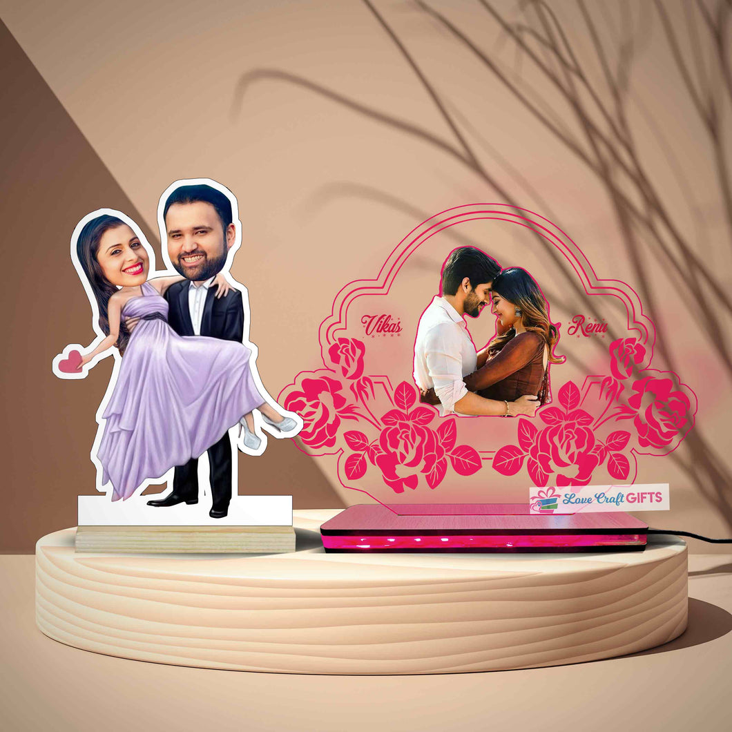 VALENTINE SPECIAL CARICATURE AND ACRYLIC FRAME COMBO | love craft gift
