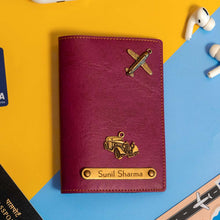 Personalized Leather Passport Cover With Name & Charm - Maroon