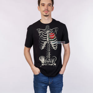 Men's Black Heart Printed T-Shirt
