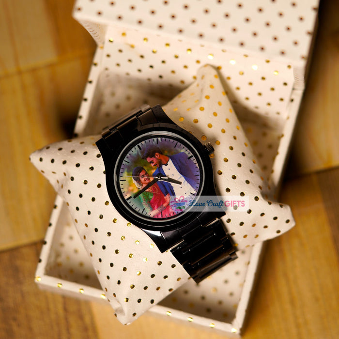 Black Customized Wrist Watch For Him