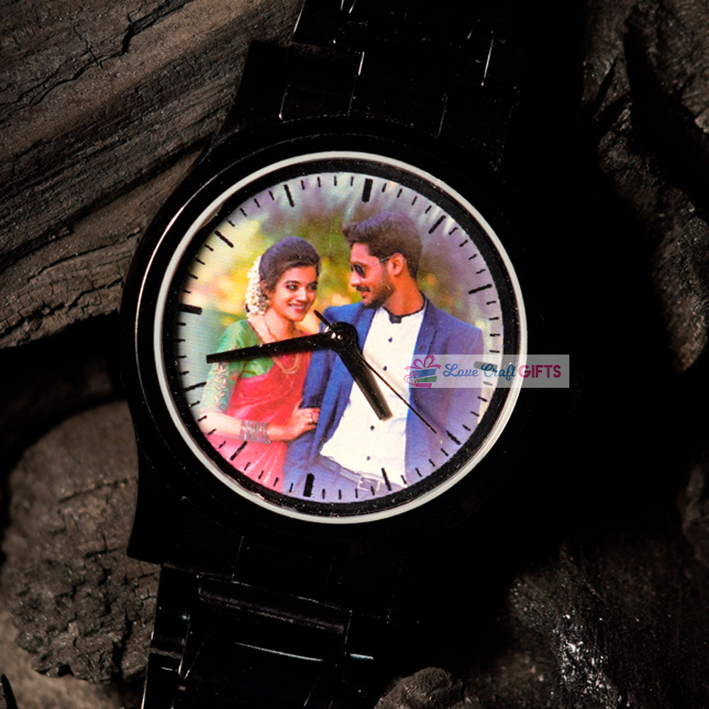 Black Customized Wrist Watch For Him