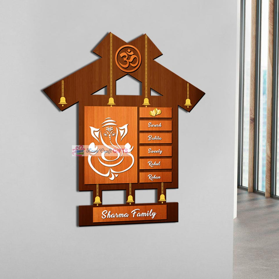 Ganesh Ji Wooden Home Name Plates | love craft gift