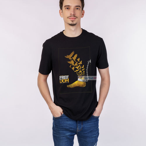 Men's Black Freedom Printed T-Shirt