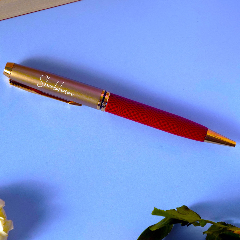 Customized Red and Golden Metallic Finish Ball Pen