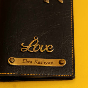 Customized Black Leather Passport Cover